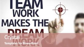  Presentation with team work - Amazing theme having transparent board with text team backdrop and a coral colored foreground