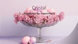  Presentation with white easter lily flowers - Theme enhanced with transparent-bowl-with-easter-eggs background and a lemonade colored foreground