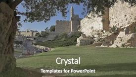  Presentation with old city of jerusalem - Presentation theme having transparent bus - ancient walls surrounding old city background and a tawny brown colored foreground