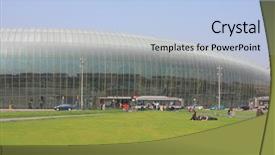  Presentation with railway - Presentation consisting of transparent bus - beauty modern glasses railway station background and a light blue colored foreground