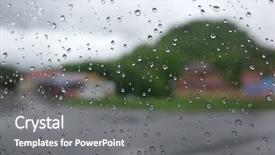  Presentation with bus - PPT theme featuring transparent bus - rain drops on the car background and a  colored foreground