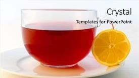  Presentation with hot tea - Audience pleasing presentation design consisting of transparent ceramic - glass cup of hot aromatic backdrop and a sky blue colored foreground