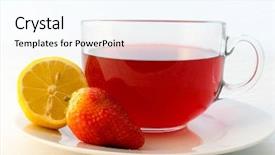  Presentation with hot tea - Presentation theme featuring transparent ceramic - glass cup of hot aromatic background and a cool aqua colored foreground