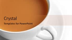  Presentation with milk tea - Presentation having transparent ceramic - porcelain cup of tea background and a red colored foreground