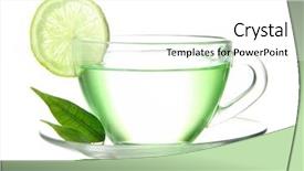  Presentation with green tea - Colorful PPT theme enhanced with transparent cup of green tea backdrop and a white colored foreground