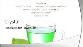  Presentation with green tea - Presentation with transparent cup of green tea on napkin isolated on white background and a white colored foreground