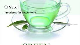  Presentation with green tea - Audience pleasing PPT theme consisting of transparent cup of green tea isolated on white backdrop and a soft green colored foreground