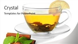  Presentation with green tea and milk - Audience pleasing slide set consisting of transparent cup of green tea backdrop and a  colored foreground