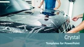  Presentation with film - Audience pleasing PPT theme consisting of transparent film car paint protection backdrop and a ocean colored foreground