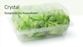  Presentation with lettuce - Theme having transparent food - salad lettuce in plastic box background and a soft green colored foreground