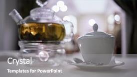  Presentation with glass teapot - PPT layouts featuring transparent glass teapot on candle background and a gray colored foreground