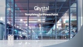  Presentation with glass - Beautiful slides featuring transparent glass wall with empty backdrop and a ocean colored foreground