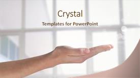  Presentation with open an account - Amazing presentation theme having transparent human body - open hand with bright background backdrop and a sky blue colored foreground