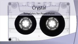  Presentation with audio tape - Presentation having transparent old audio cassette isolated background and a light blue colored foreground