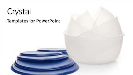  Presentation with plastic containers - Slide set having transparent plastic containers for food background and a white colored foreground
