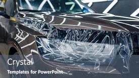  Presentation with film - Amazing slide deck having transparent-protection-film-on-car backdrop and a ocean colored foreground