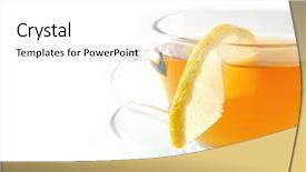  Presentation with tea party - Beautiful slides featuring transparent tea cup with lemon backdrop and a  colored foreground