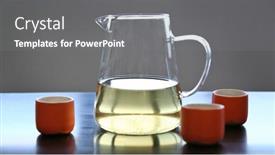  Presentation with black-tea - Slides having transparent-teapot-of-black-tea background and a gray colored foreground