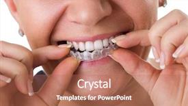  Presentation with dental - Theme with transparent teeth braces concept dental background and a coral colored foreground