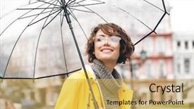  Presentation with rainy day - PPT theme consisting of transparent umbrella during cold rainy background and a yellow colored foreground