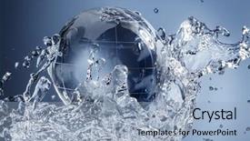 Presentation with water drop green planet - Colorful theme enhanced with transparent world map - glass globe planet in drop backdrop and a light blue colored foreground