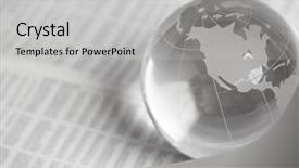  Presentation with globe - Beautiful PPT theme featuring transparent world map white - glass globe ball backdrop and a light gray colored foreground