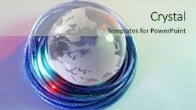  Presentation with network cable - Cool new PPT layouts with beautiful purple clematis in a natural environment background backdrop and a tawny brown colored foreground