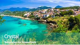  Presentation with holidays - PPT theme consisting of transperancy - italian summmer holidays beautiful seaside background and a teal colored foreground