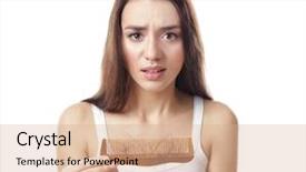  Presentation with transplant - Slide deck having transplant - young woman with hair loss background and a coral colored foreground