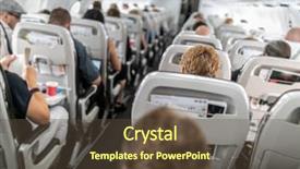  Presentation with passengers - Audience pleasing presentation theme consisting of transpors - interior of commercial airplane backdrop and a tawny brown colored foreground