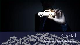  Presentation with sleepy yawning man driving car - Beautiful PPT theme featuring transpors - man choosing car sign backdrop and a navy blue colored foreground