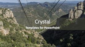  Presentation with cable - Presentation design consisting of transport aerien - cable car of the montserrat background and a gray colored foreground
