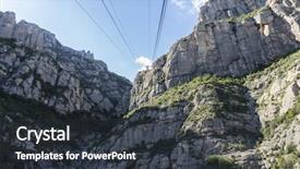  Presentation with my way - Presentation design with transport aerien - cable-way of the montserrat monastery background and a dark gray colored foreground