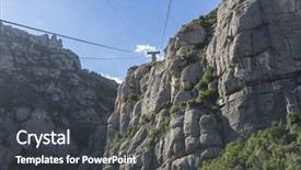  Presentation with monastery - Audience pleasing slide set consisting of transport aerien - funicular cable car backdrop and a dark gray colored foreground