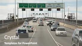  Presentation with air transport - Theme featuring transport air pollutant - highway bridge with cars passing background and a gray colored foreground