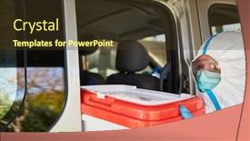  Presentation with organ donation - Colorful slide set enhanced with transport-and-delivery-of-organ backdrop and a tawny brown colored foreground