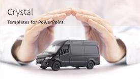  Presentation with black hands - Slides enhanced with transport-black-van-car-protected background and a lemonade colored foreground