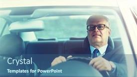  Presentation with car business - Colorful presentation theme enhanced with transport-business-trip-and-people backdrop and a ocean colored foreground