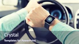  Presentation with car business - Cool new theme with transport business trip technology time and people concept - close up of man with engine start button on smart watch driving car backdrop and a navy blue colored foreground