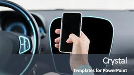  Presentation with car business - PPT layouts having transport business trip technology and people concept - close up of male hand with smartphone driving car background and a tawny brown colored foreground