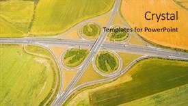  Presentation with transportation - Presentation theme consisting of transport city - aerial view of highway d5 background and a yellow colored foreground