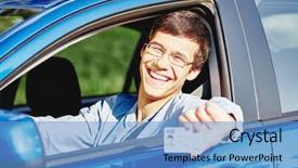 Presentation with glasses - Audience pleasing presentation theme consisting of transport college - young hispanic man wearing glasses backdrop and a teal colored foreground