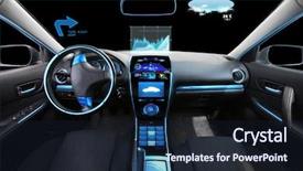  Presentation with technology - Beautiful slide deck featuring transport destination and modern technology backdrop and a wine colored foreground