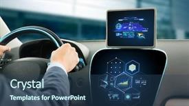  Presentation with system computer - Colorful presentation theme enhanced with transport destination modern technology backdrop and a ocean colored foreground