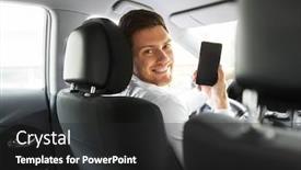  Presentation with driving - PPT theme featuring transport-driving-and-technology-concept background and a dark gray colored foreground