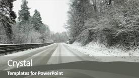  Presentation with transportation - Presentation theme having transport fog - dangerous winter road concept background and a gray colored foreground