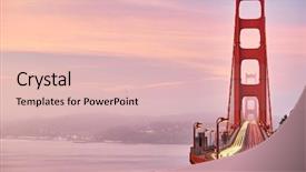  Presentation with golden trophy on the purple - Theme consisting of transport fog - golden gate bridge view background and a lemonade colored foreground