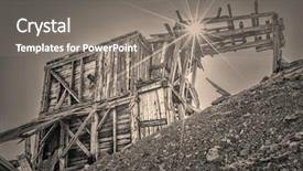  Presentation with gold mine - Colorful presentation enhanced with transport gold ore retro sepia backdrop and a gray colored foreground