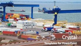  Presentation with logistics sea - Beautiful theme featuring transport logistics - truck carries container backdrop and a  colored foreground