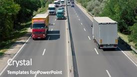  Presentation with trucks - Presentation theme featuring air transport car transporting cargo - highway with trucks background and a gray colored foreground